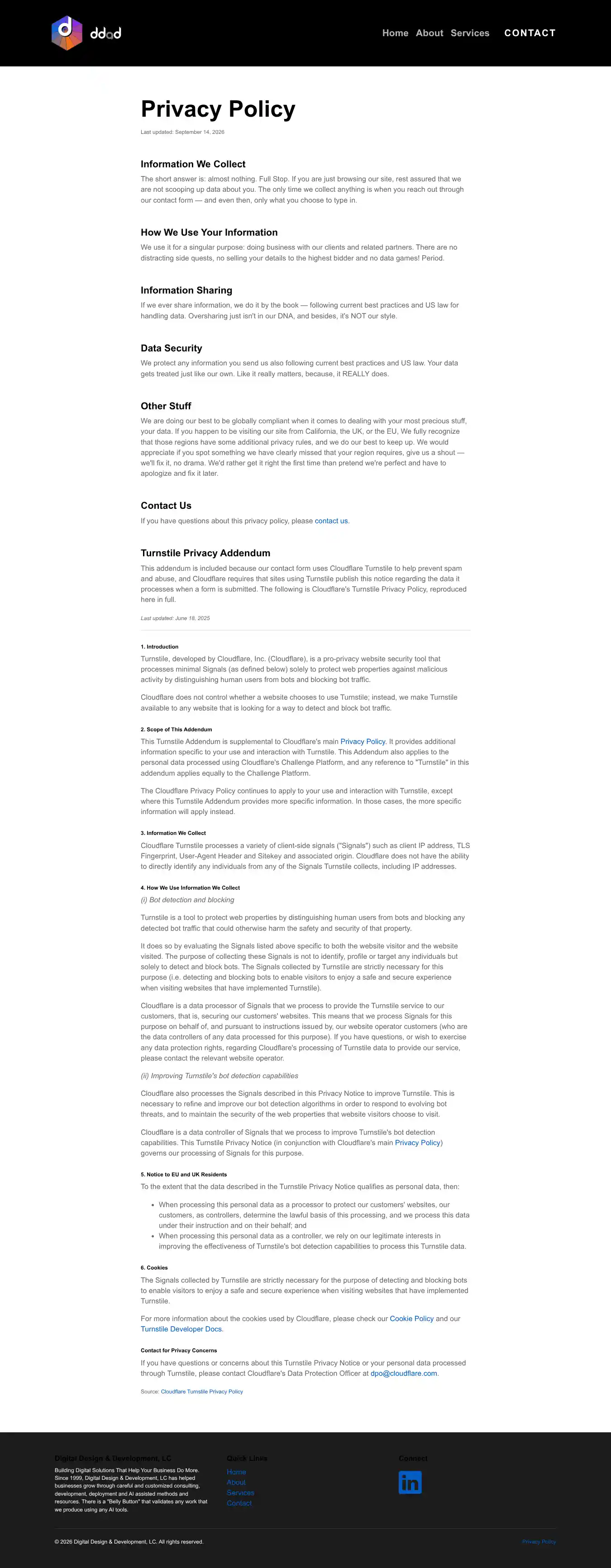 Full-page screenshot of Privacy Policy as rendered during the desktop scan.