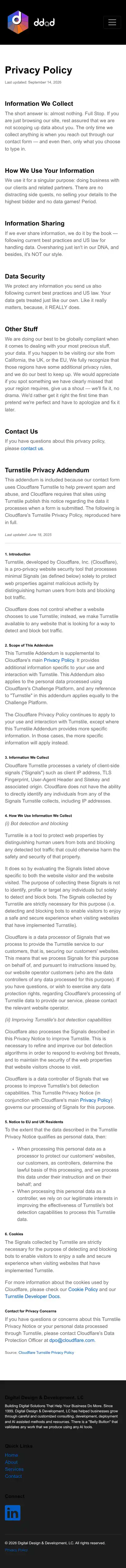 Full-page screenshot of Privacy Policy as rendered during the mobile scan.